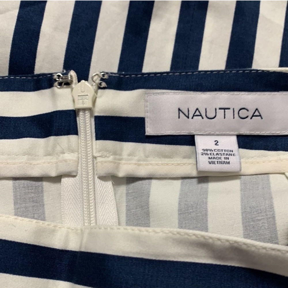 Nautical Navy Blue and White Striped Nautical Pencil Skirt Size 2 - Picture 5 of 6